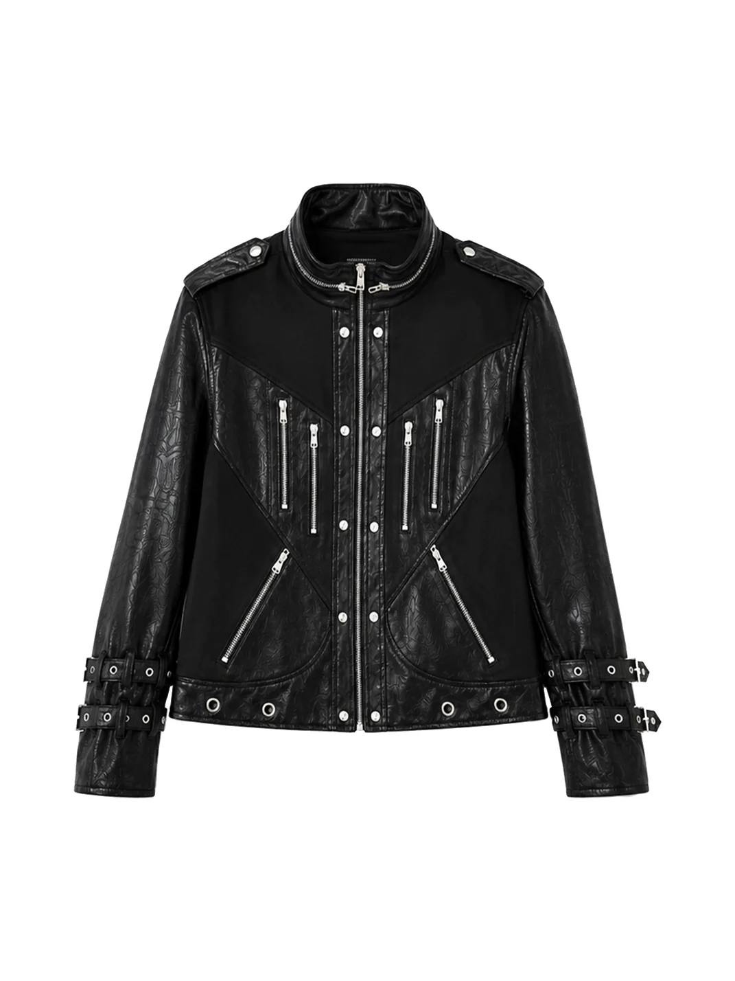 PAIKI | Ackerman Strapped Slim Fit Leather Jacket