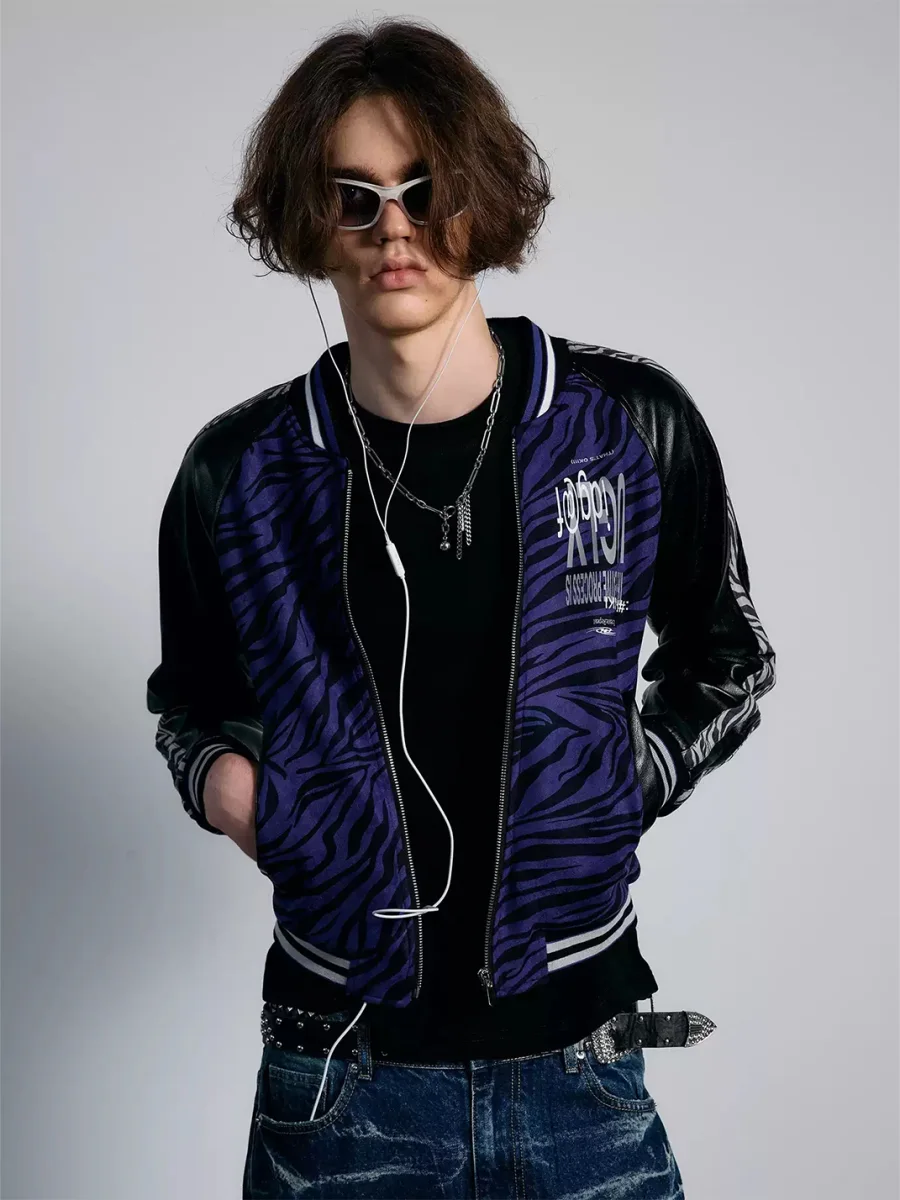 PAIKI | Purple Zebra Varsity Jacket - 2