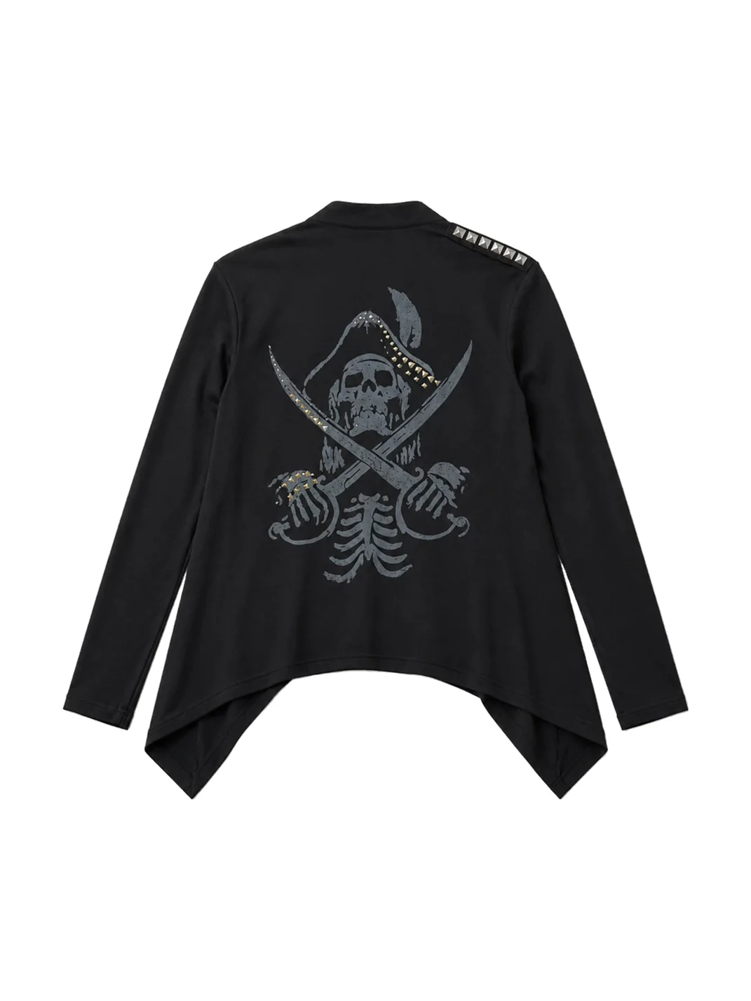 PAIKI | Studded Pirate Skull Asymmetric Long Cardigan