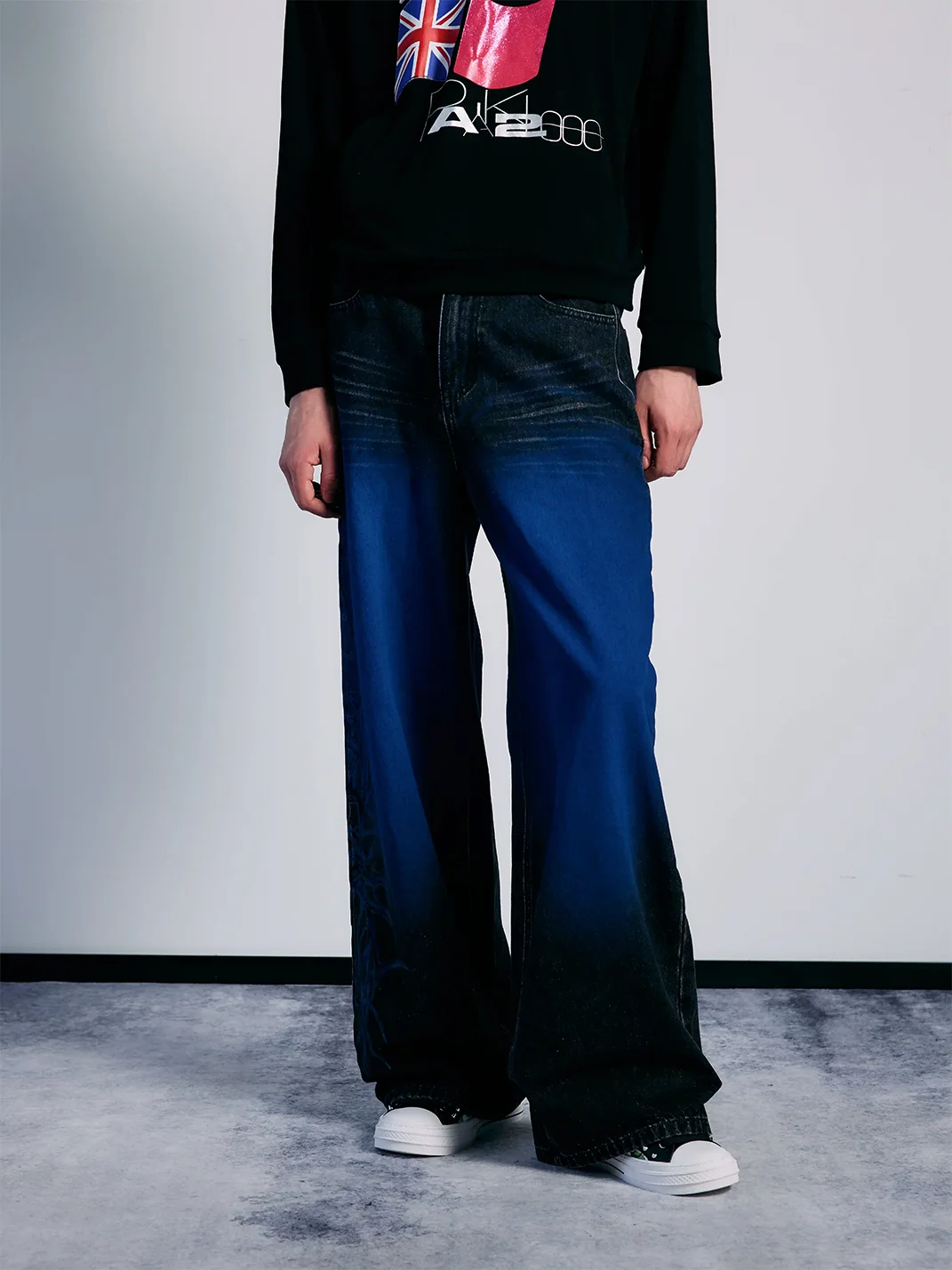 PAIKI | Gradient Tribal Baggy Straight-Leg Jeans