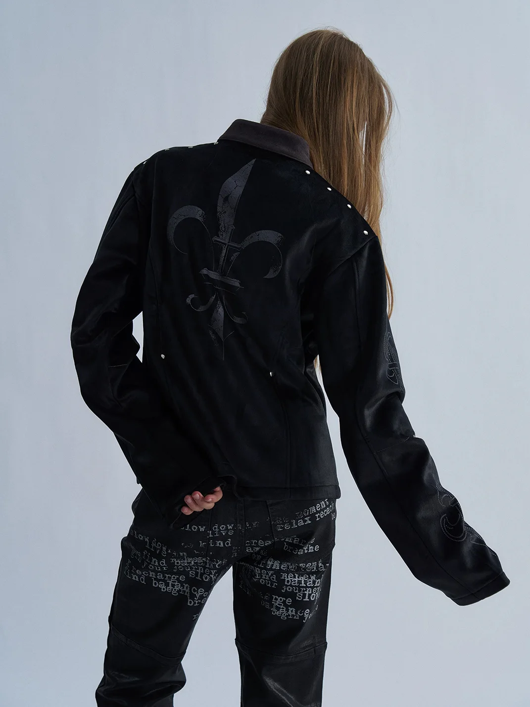 PAIKI | Fleur-De-Lis Suede Panel Slim Fit Jacket