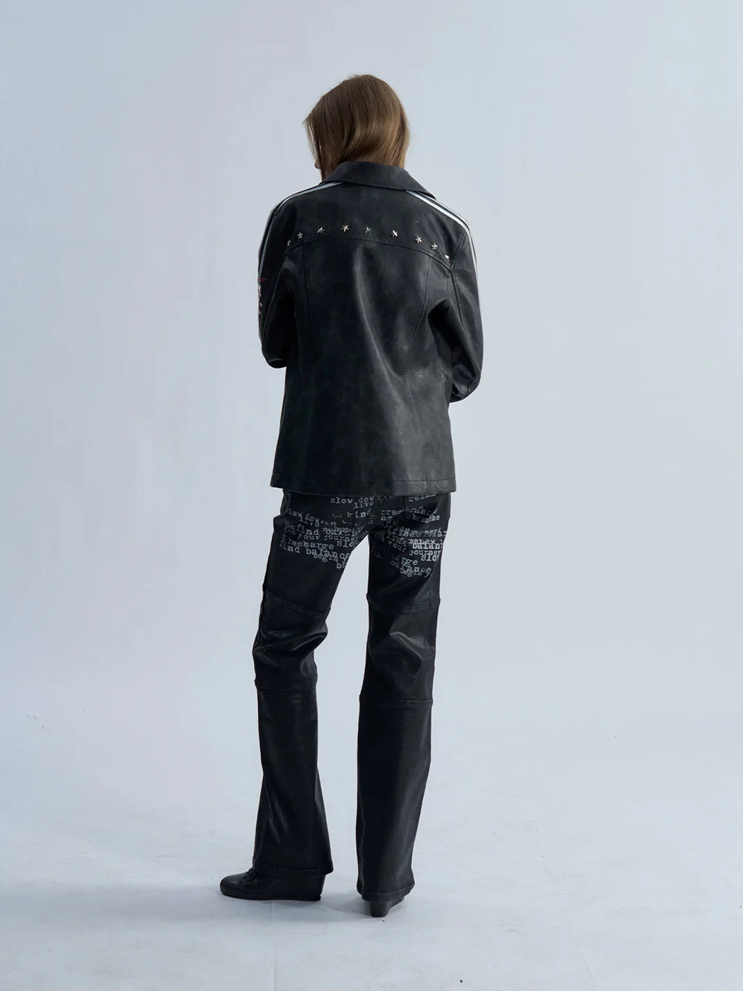 PAIKI | Slim Napoleon Striped Leather Jacket
