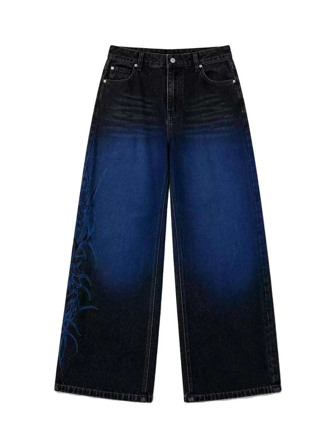 PAIKI | Gradient Tribal Baggy Straight-Leg Jeans