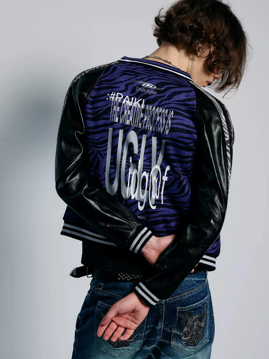 PAIKI | Purple Zebra Varsity Jacket