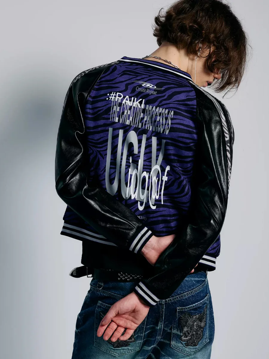 PAIKI | Purple Zebra Varsity Jacket - 3