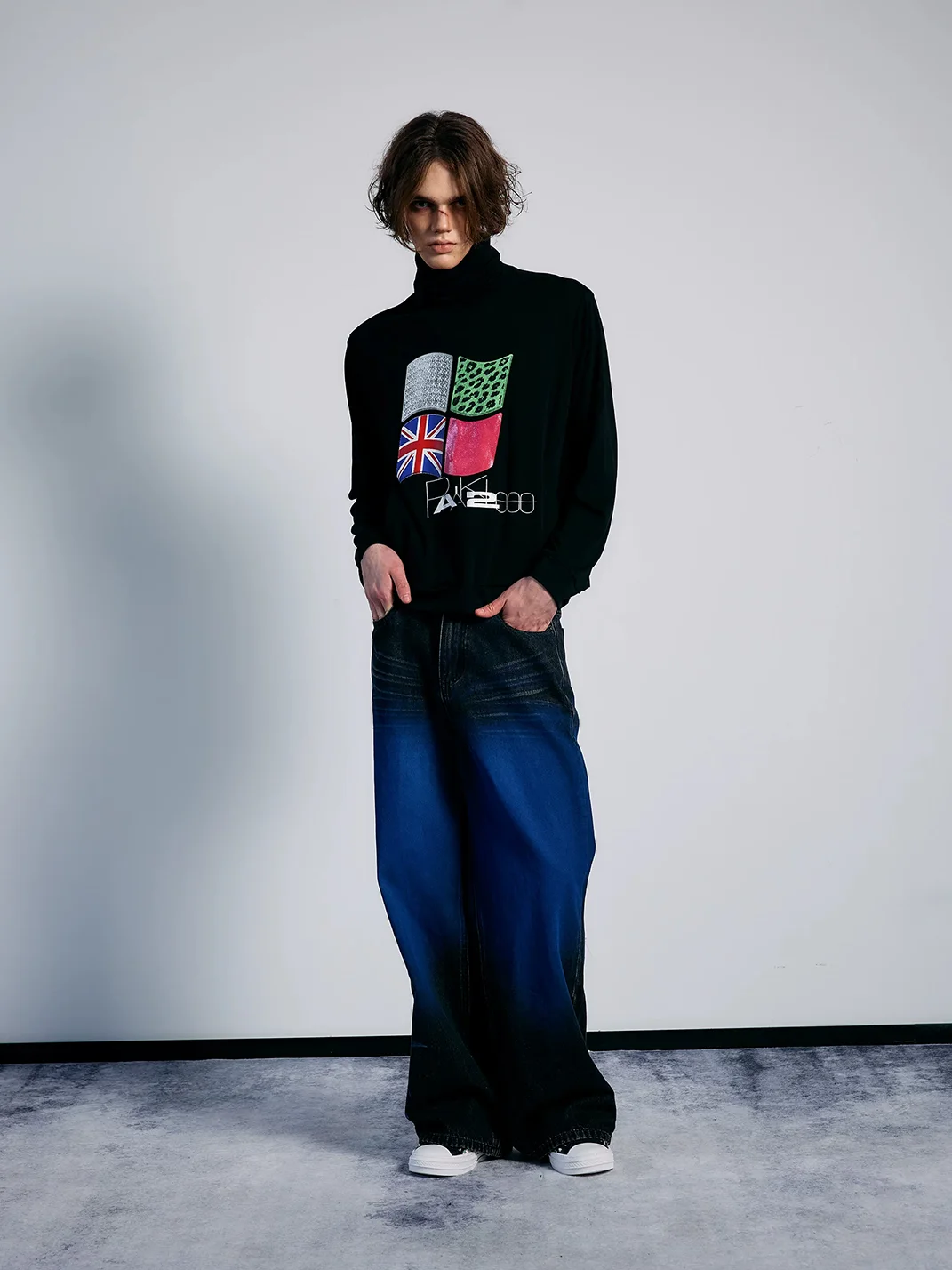 PAIKI | Gradient Tribal Baggy Straight-Leg Jeans