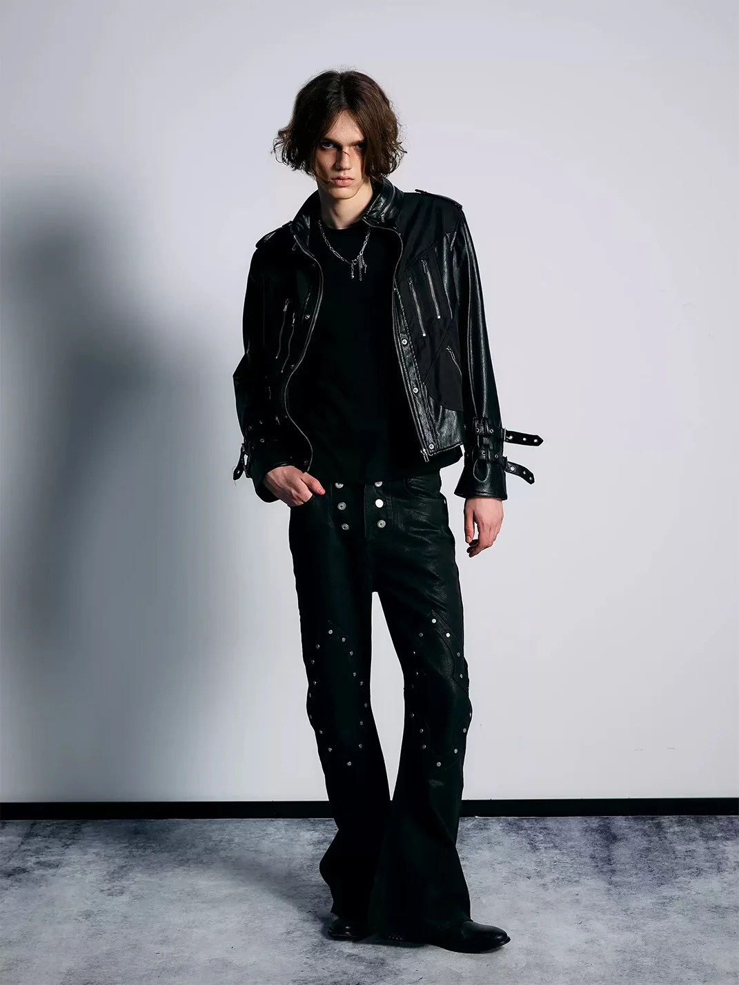 PAIKI | Ackerman Strapped Slim Fit Leather Jacket