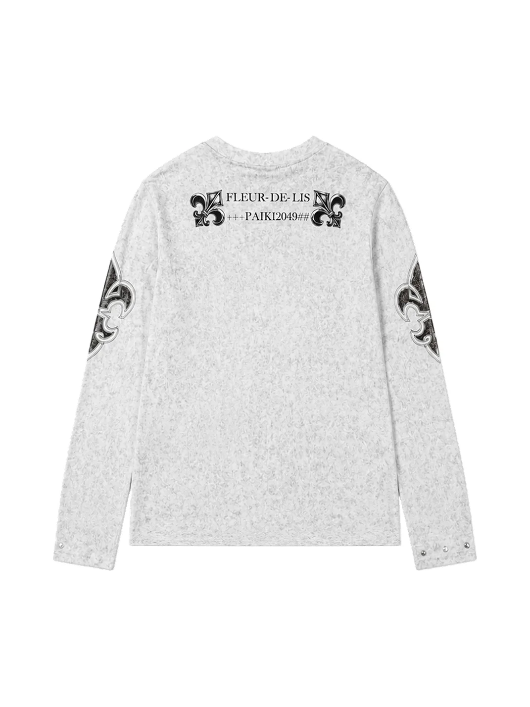 PAIKI | Distressed Fleur-De-Lis Checkerboard Long Sleeve Tee