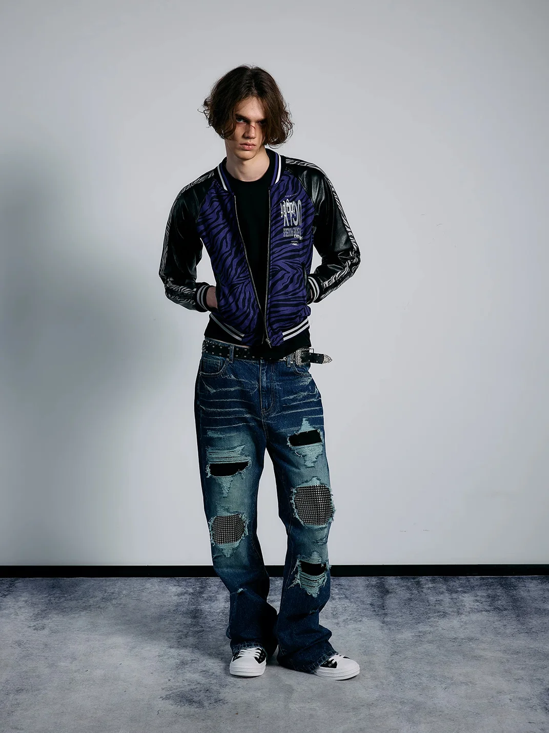 PAIKI | Purple Zebra Varsity Jacket