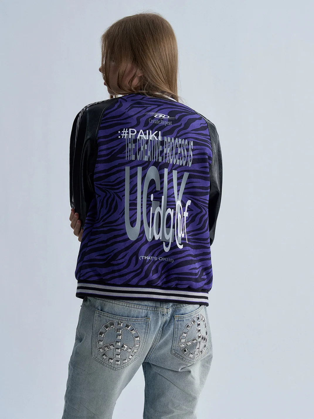 PAIKI | Purple Zebra Varsity Jacket