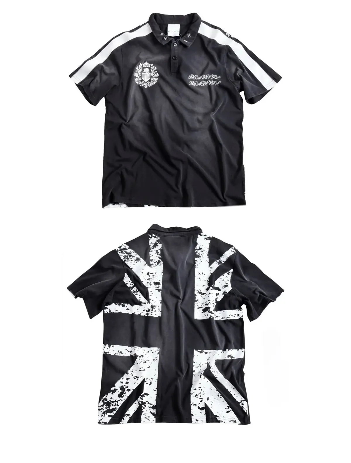 BE A DEVIL | British Flag Horse Print Cropped Polo Shirt