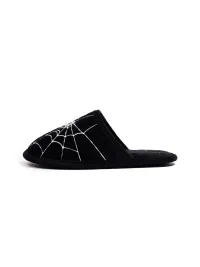 BLACK8MOB | Spiderweb Print Winter House Slippers