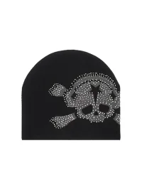 WASTED | Rhinestone Skull Graffiti Jacquard Beanie
