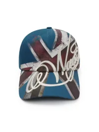 WASTED | Distressed Flag Embroidered Curved-Brim Baseball Cap