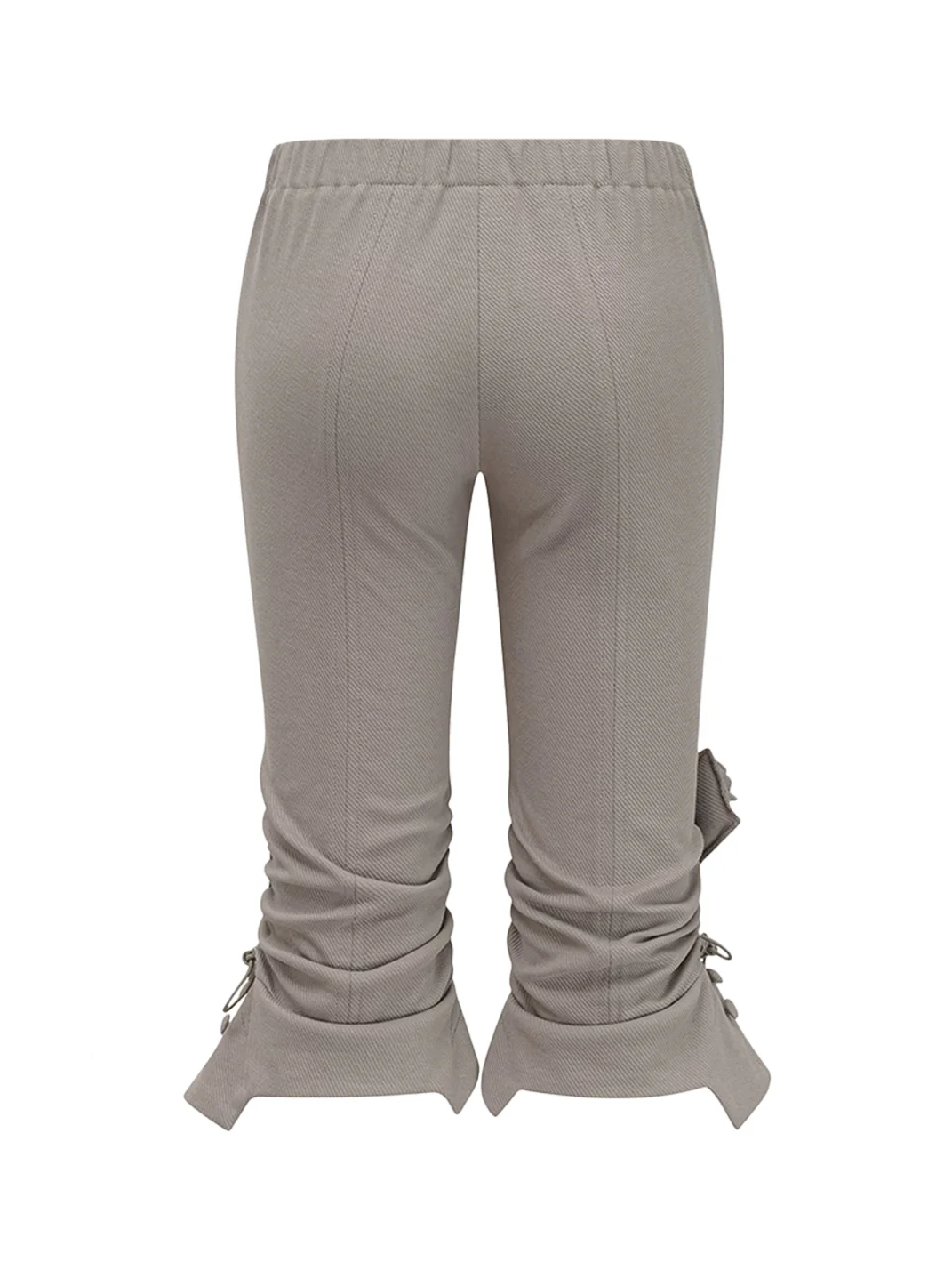 Eyeellike | Slim Twill Cropped Pants With Ruched Drawstring Hems