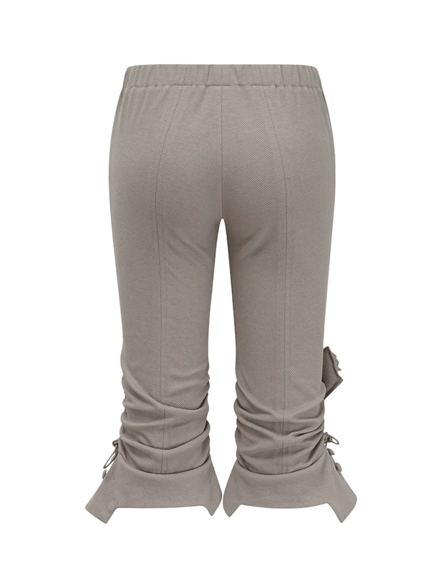 Eyeellike | Slim Twill Cropped Pants With Ruched Drawstring Hems - 4
