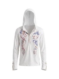 WASTED | Distressed Totem Print Slim Hooded Henley