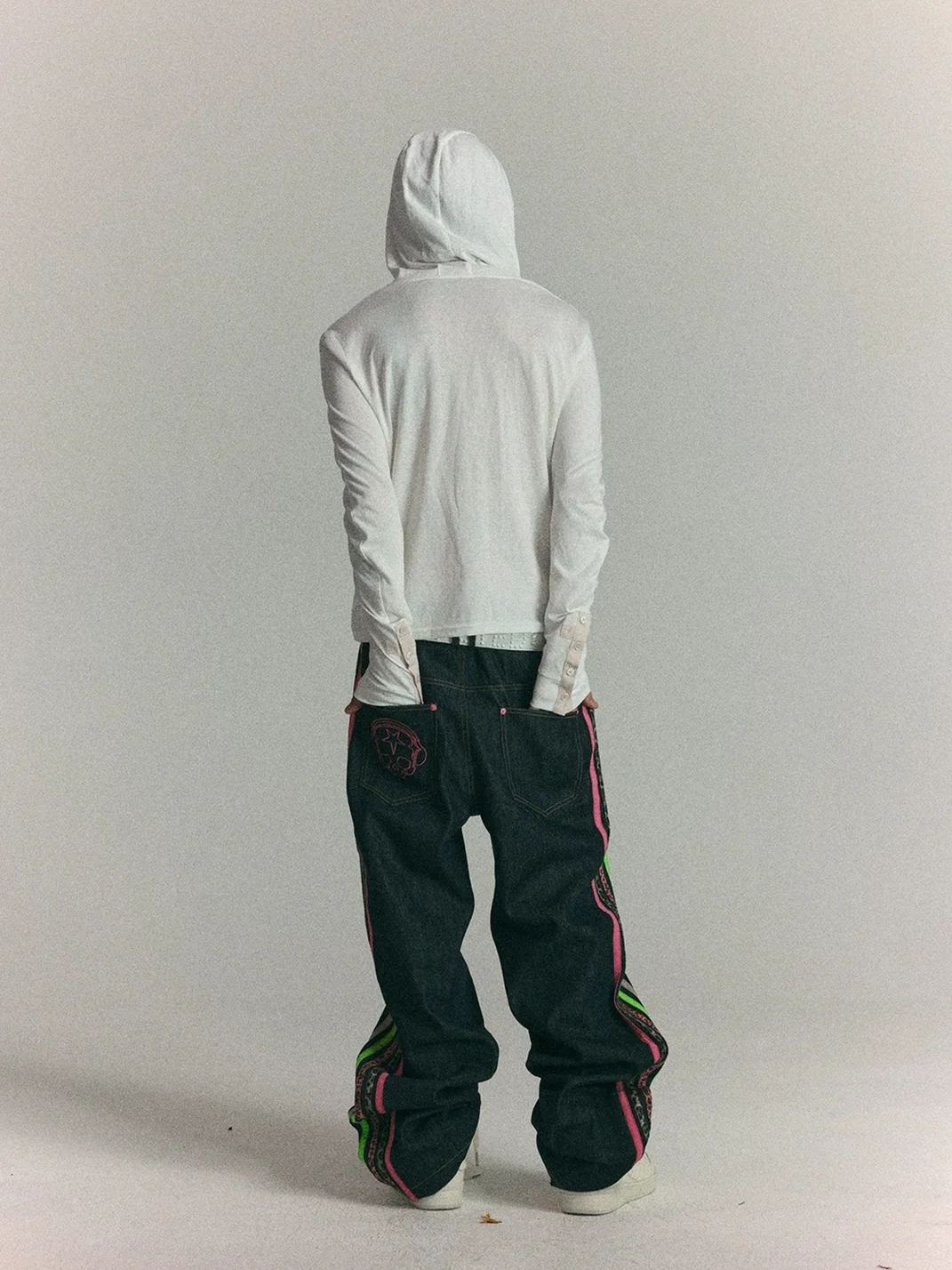 WASTED | Distressed Totem Print Slim Hooded Henley