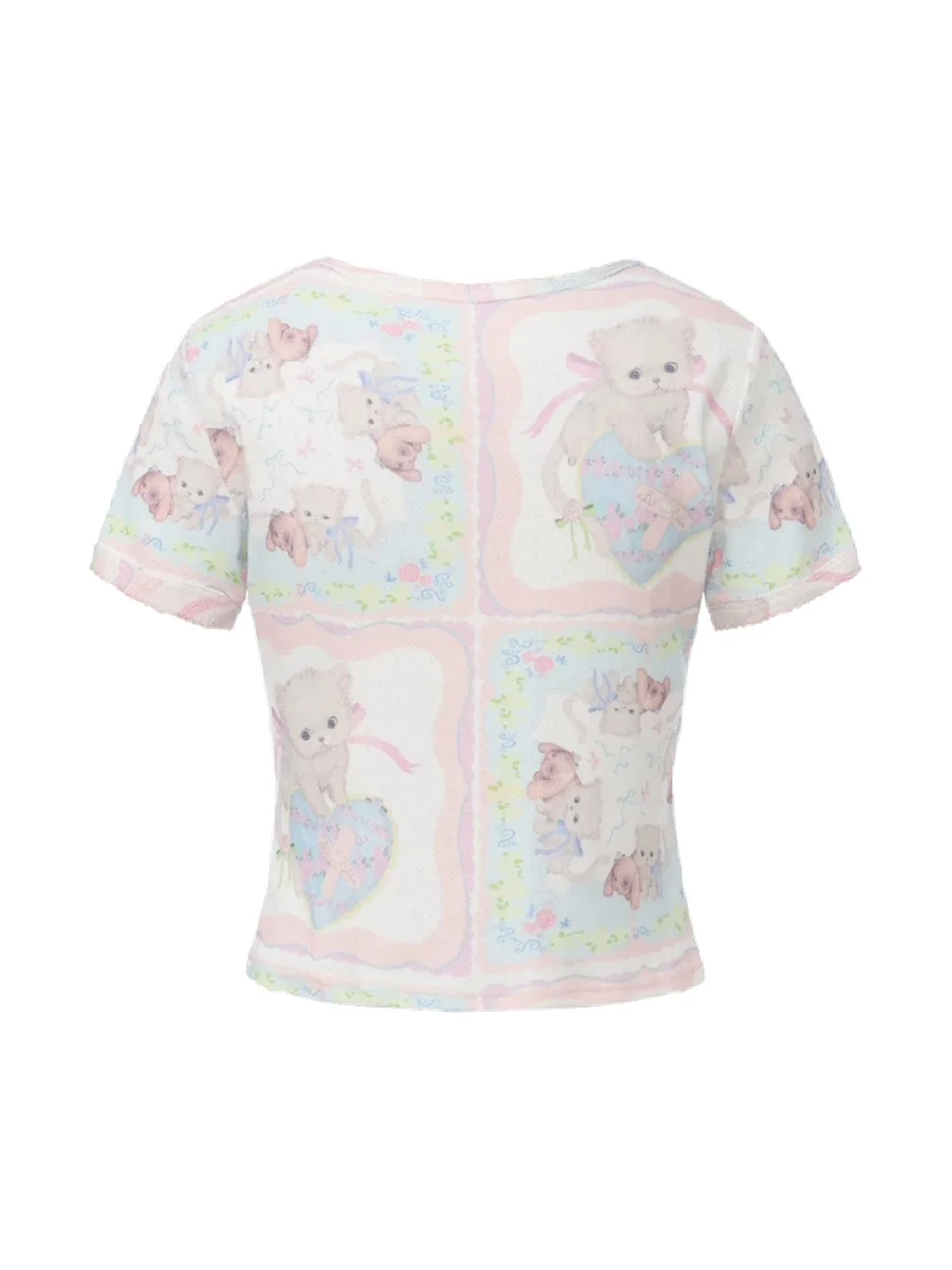 LIS CALLA | Cropped Cartoon Animal Print Cotton T-Shirt