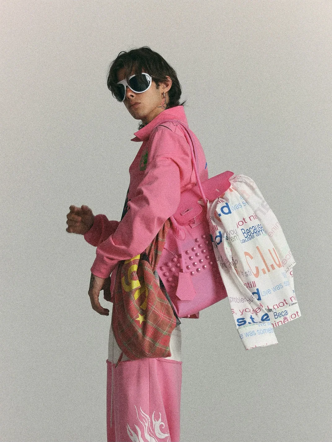 WASTED | Pink Cross Studded Frosted Jelly Handbag