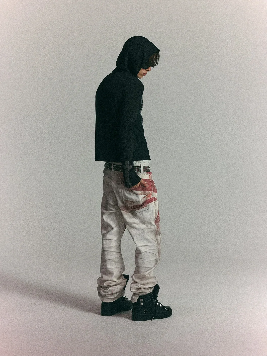WASTED | Distressed Totem Print Slim Hooded Henley