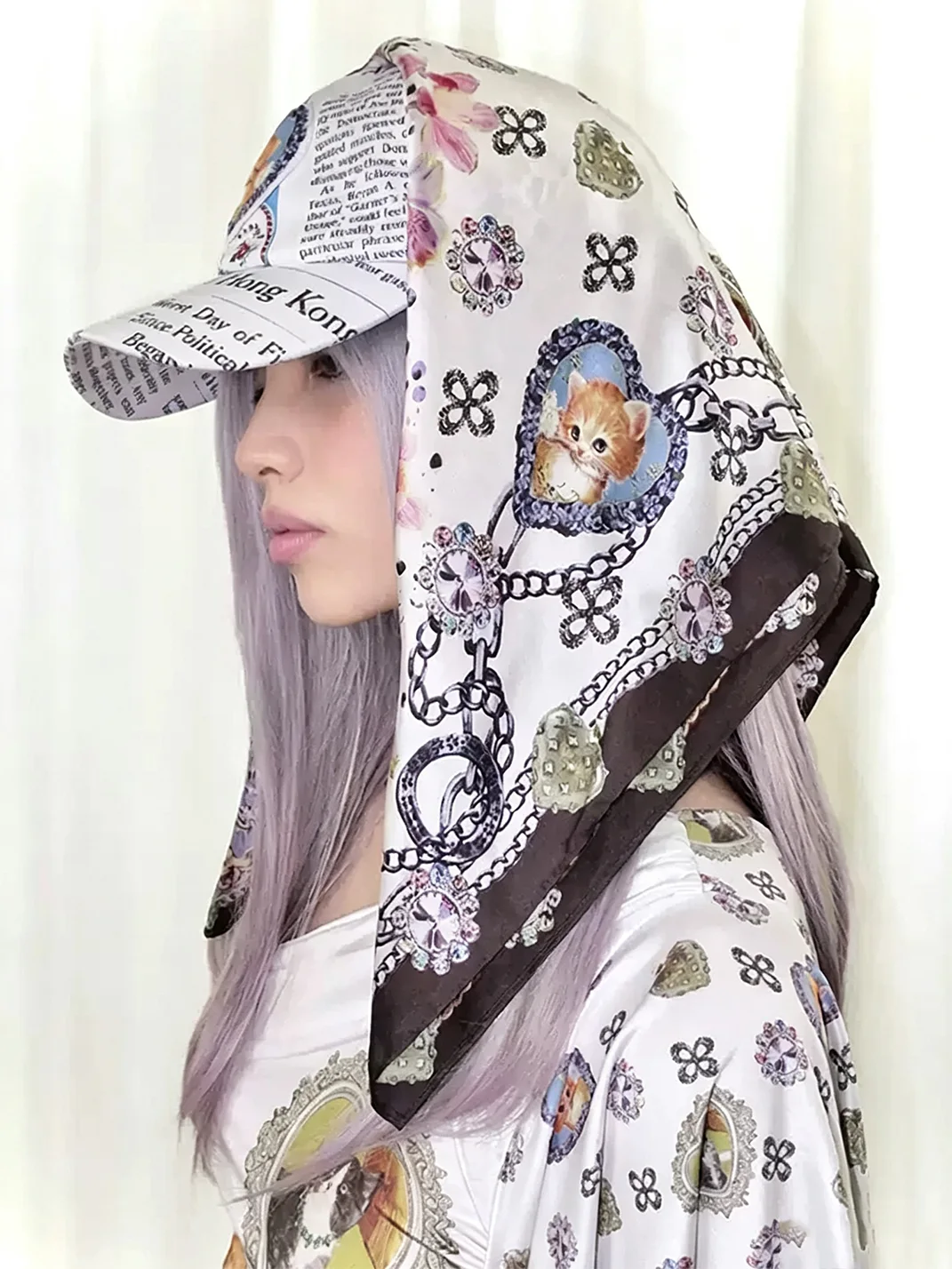 LIS CALLA | Cat Print Scarf Baseball Cap
