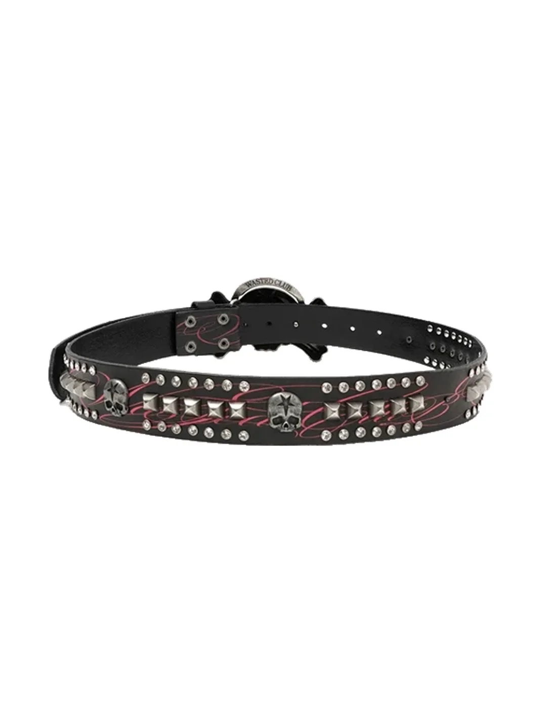 WASTED | Vintage Skull Buckle Studded Leather Belt