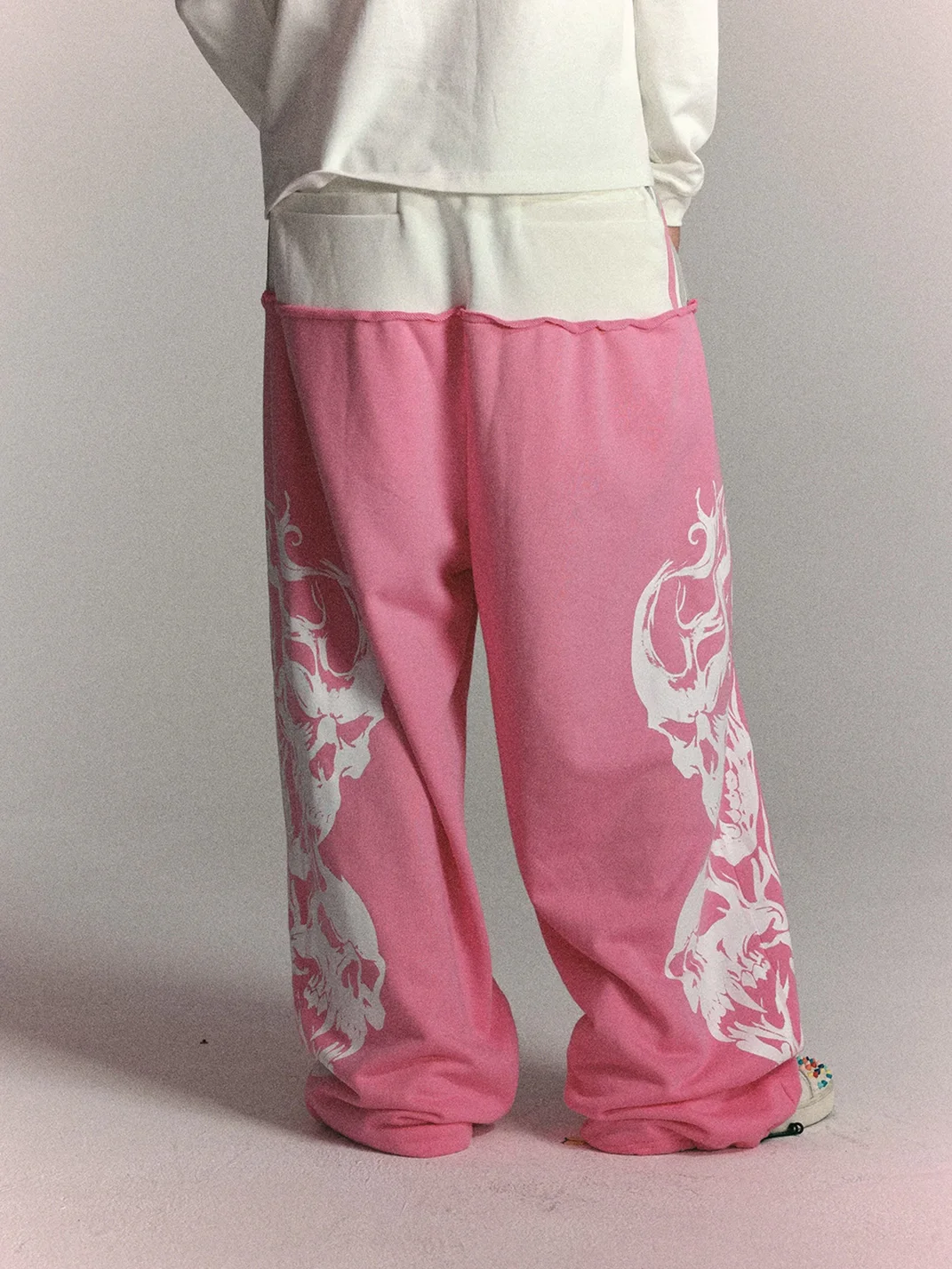 WASTED | Retro Flame Skull Colorblock Sweatpants