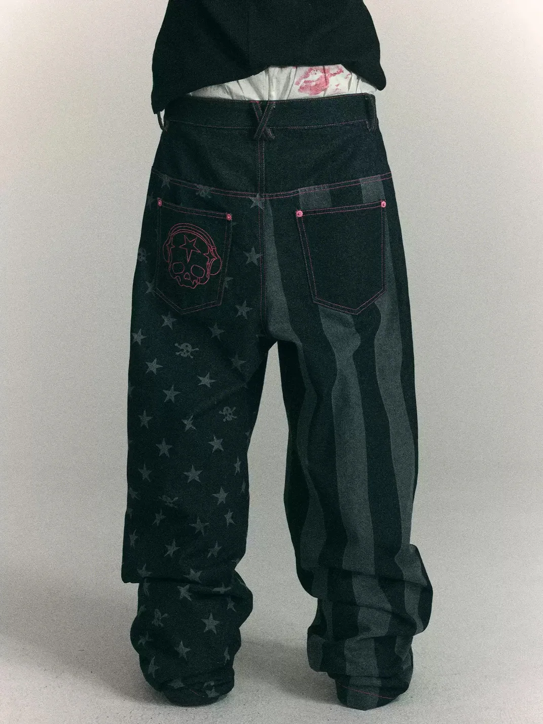 WASTED | Retro Street Star Skull Patchwork Jeans