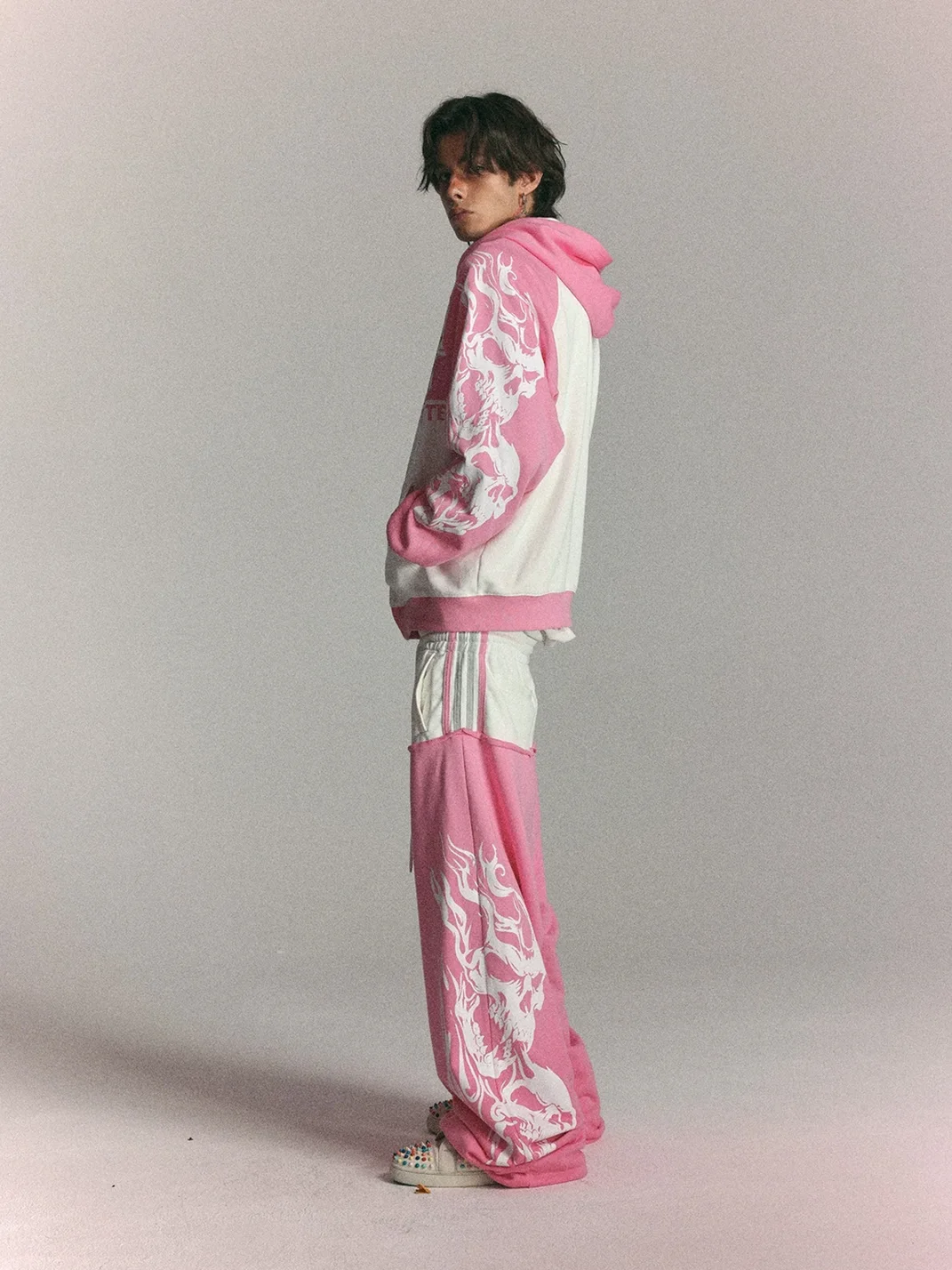 WASTED | Retro Flame Skull Colorblock Sweatpants