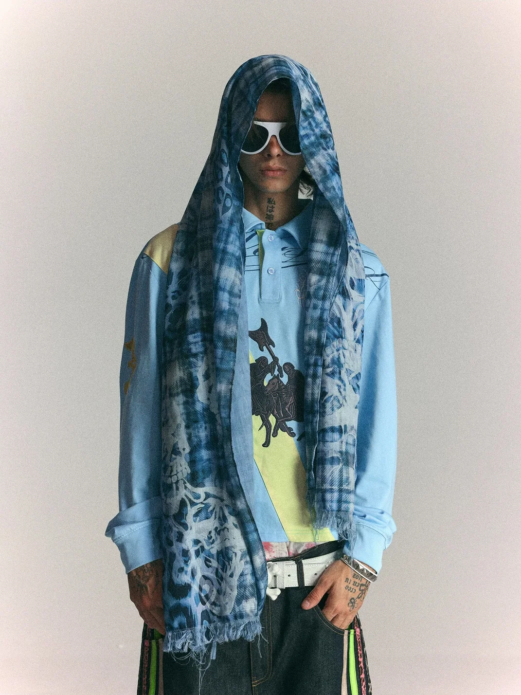 WASTED | Vintage Skull Leopard Plaid Fringe Scarf