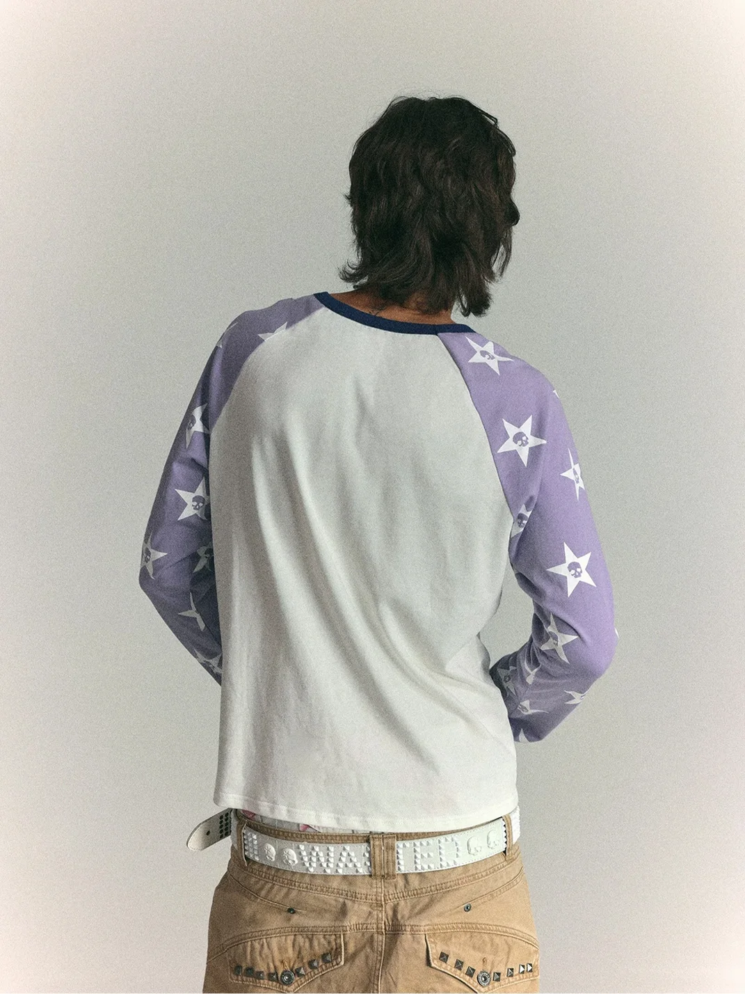 WASTED | Star Skull Contrast Raglan Long Sleeve T-Shirt