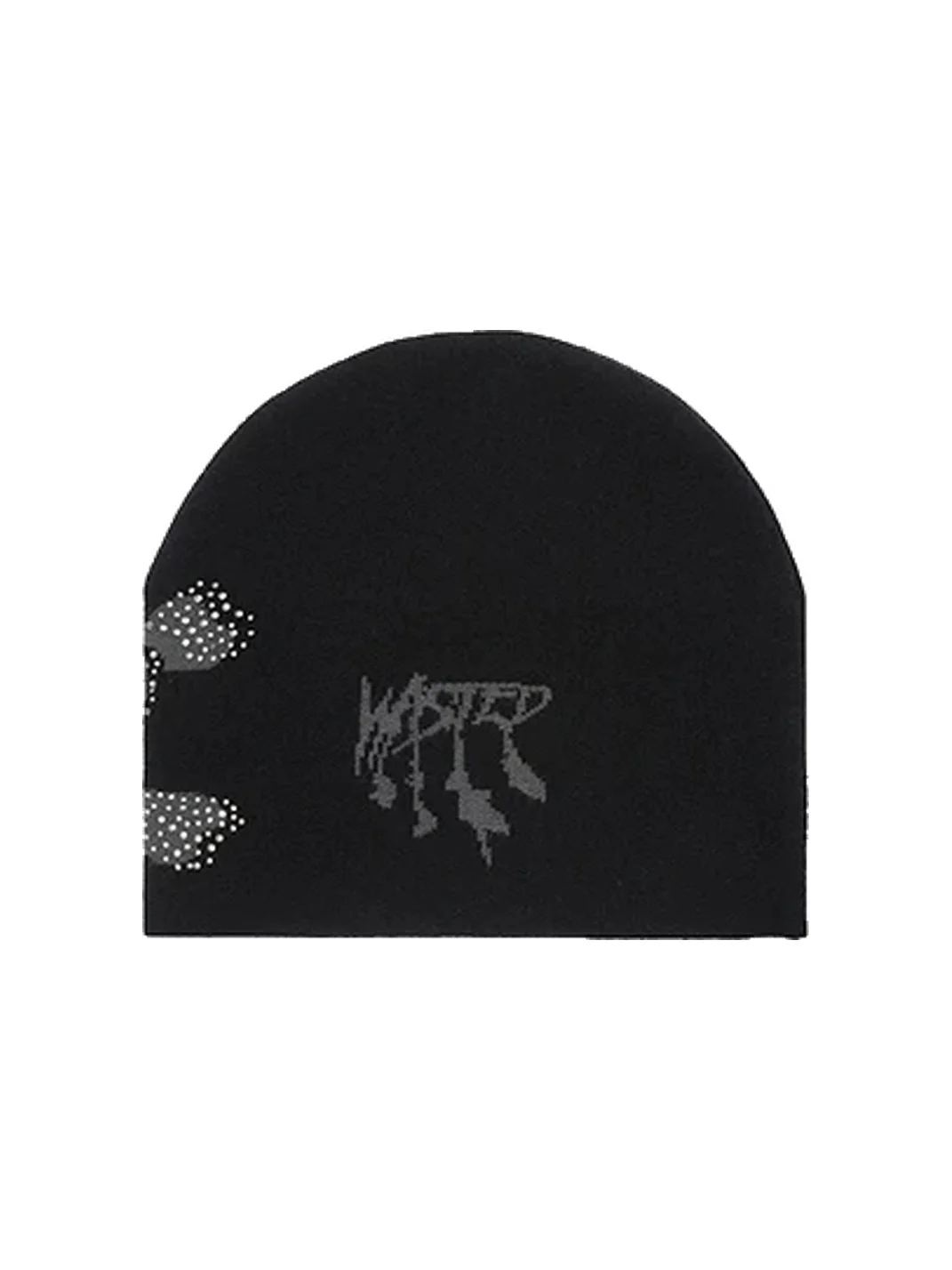 WASTED | Rhinestone Skull Graffiti Jacquard Beanie