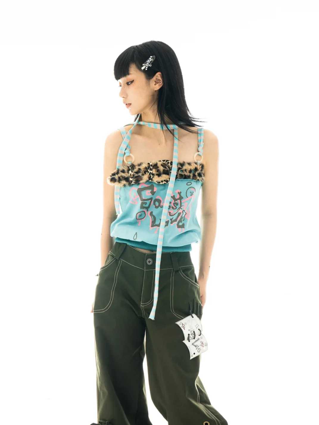 Eyeellike | Leopard Faux Fur Eyelet Belt