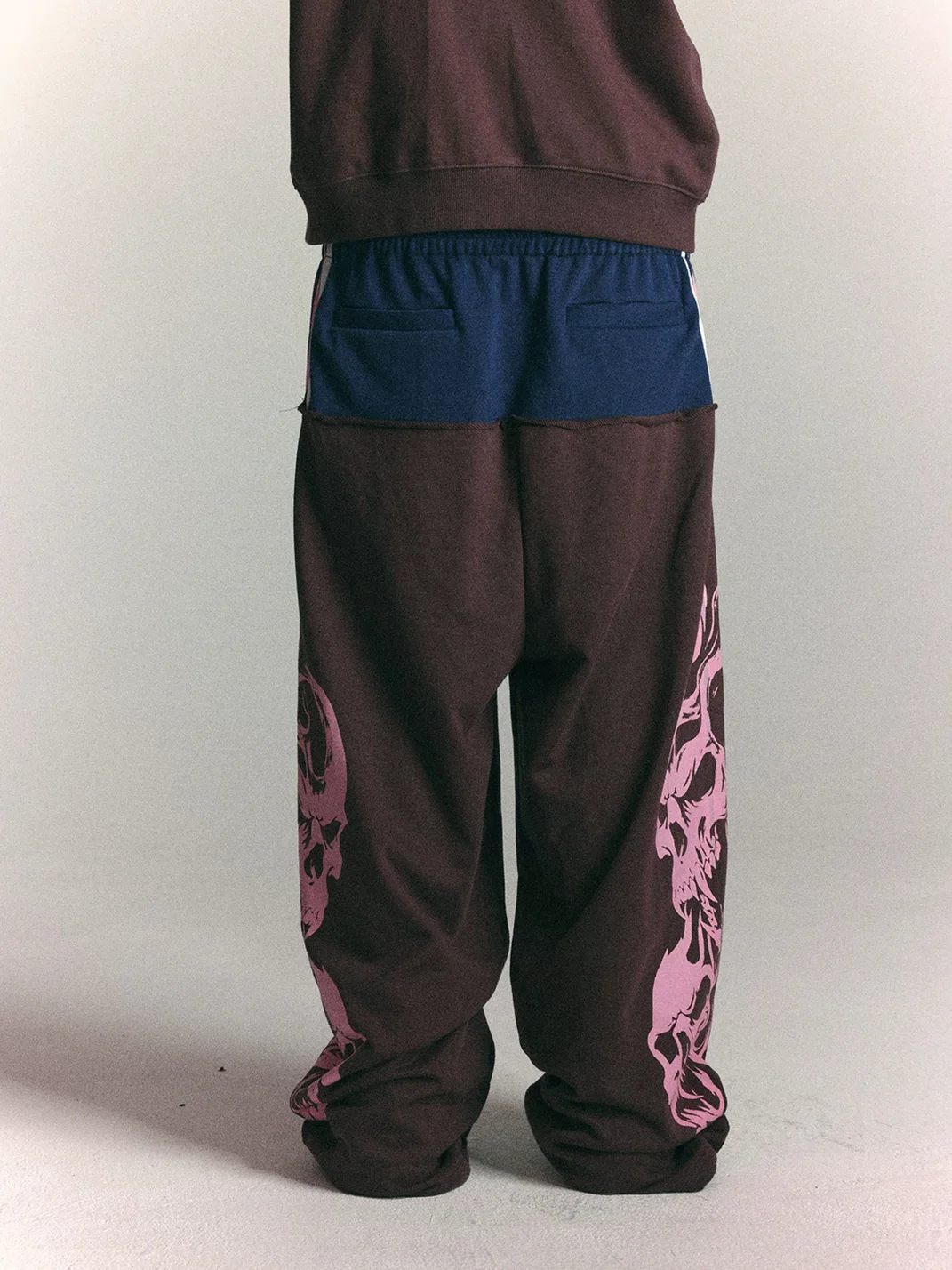WASTED | Retro Flame Skull Colorblock Sweatpants