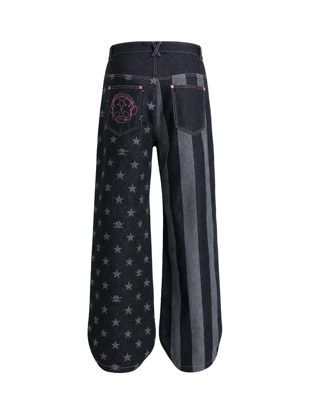WASTED | Retro Street Star Skull Patchwork Jeans