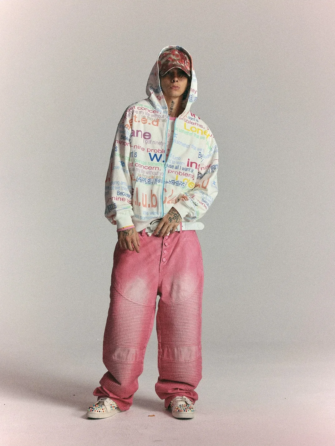 WASTED | Retro Punk Graphic Drop Shoulder Zip Hoodie