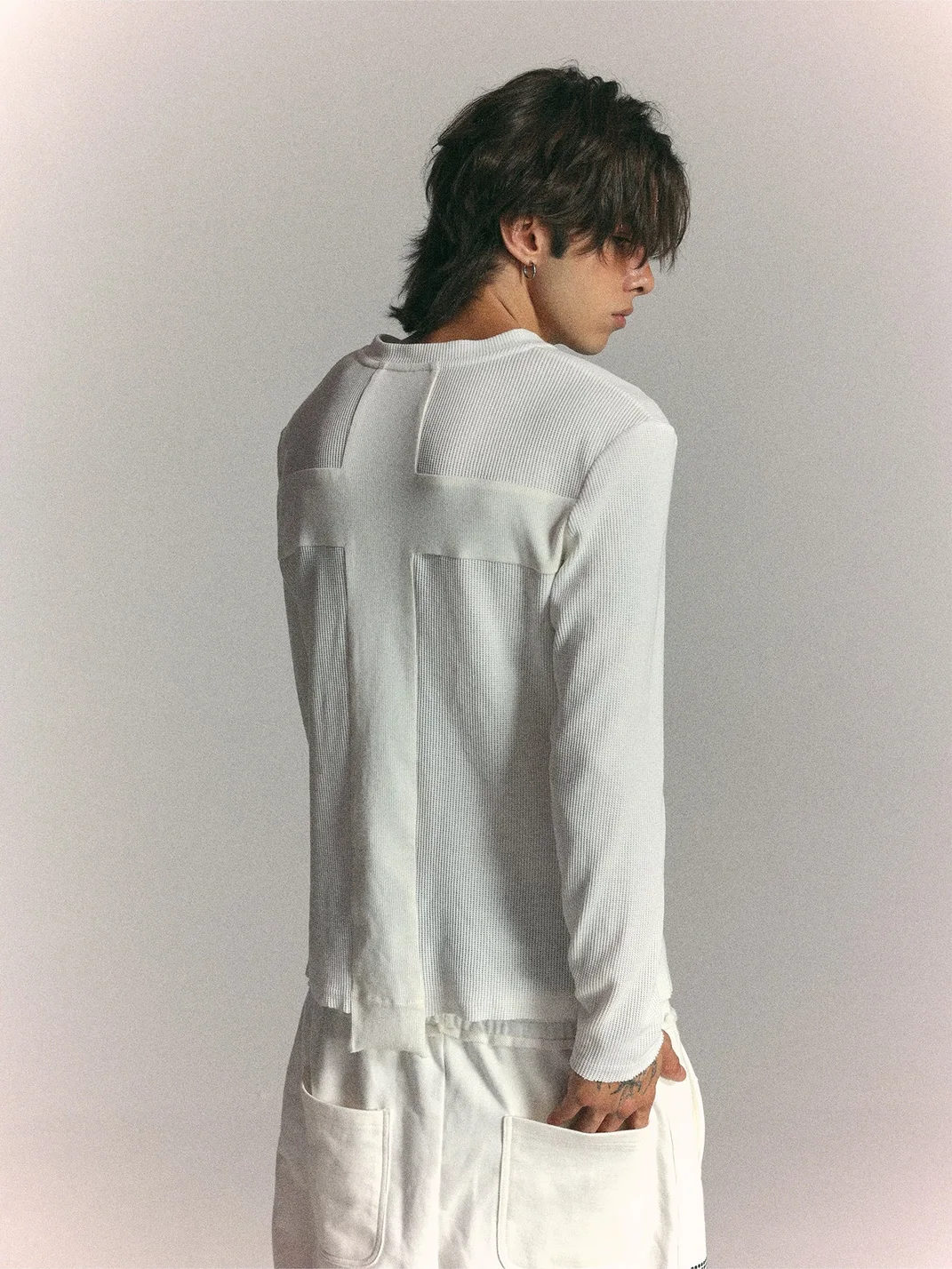 WASTED | Cross Skull Asymmetric Neck Slim Long Sleeve T-Shirt