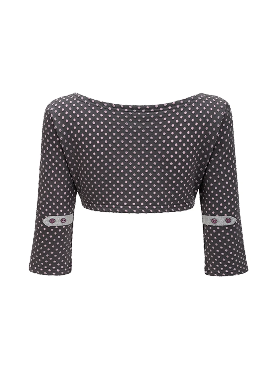 Eyeellike | Polka Dot Button Cropped Mid-Sleeve Jacket