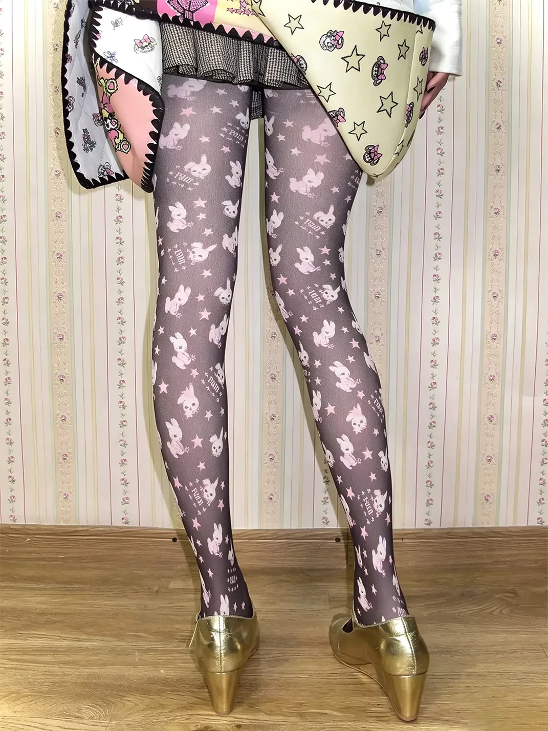 LIS CALLA | Hand-Drawn Rabbit Print Tights