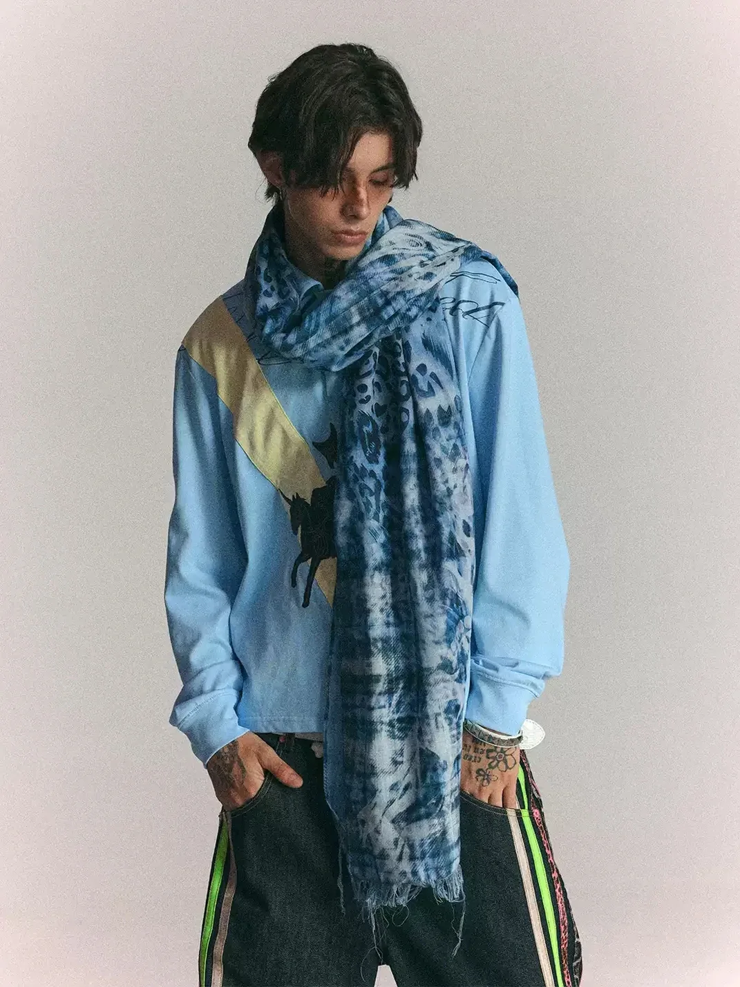 WASTED | Vintage Skull Leopard Plaid Fringe Scarf