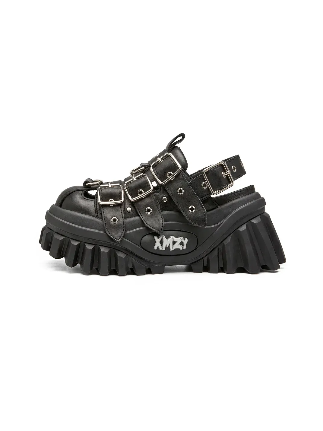 XMZY | Metallic Punk Platform Sandals-Black