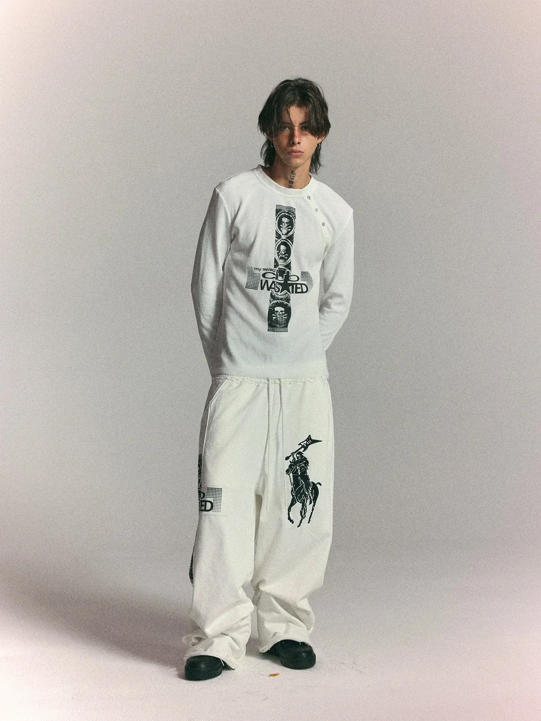 WASTED | Vintage Cross Patch Skull Horse Sweatpants