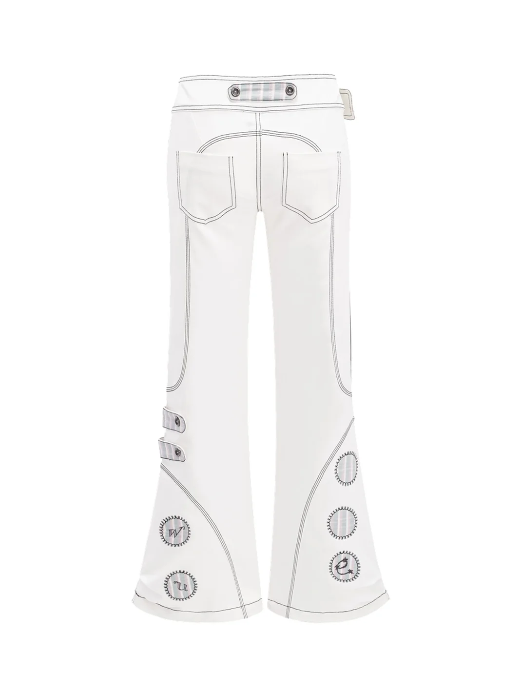 Eyeellike | Detachable Wing Embroidered Low-Rise Flared Pants