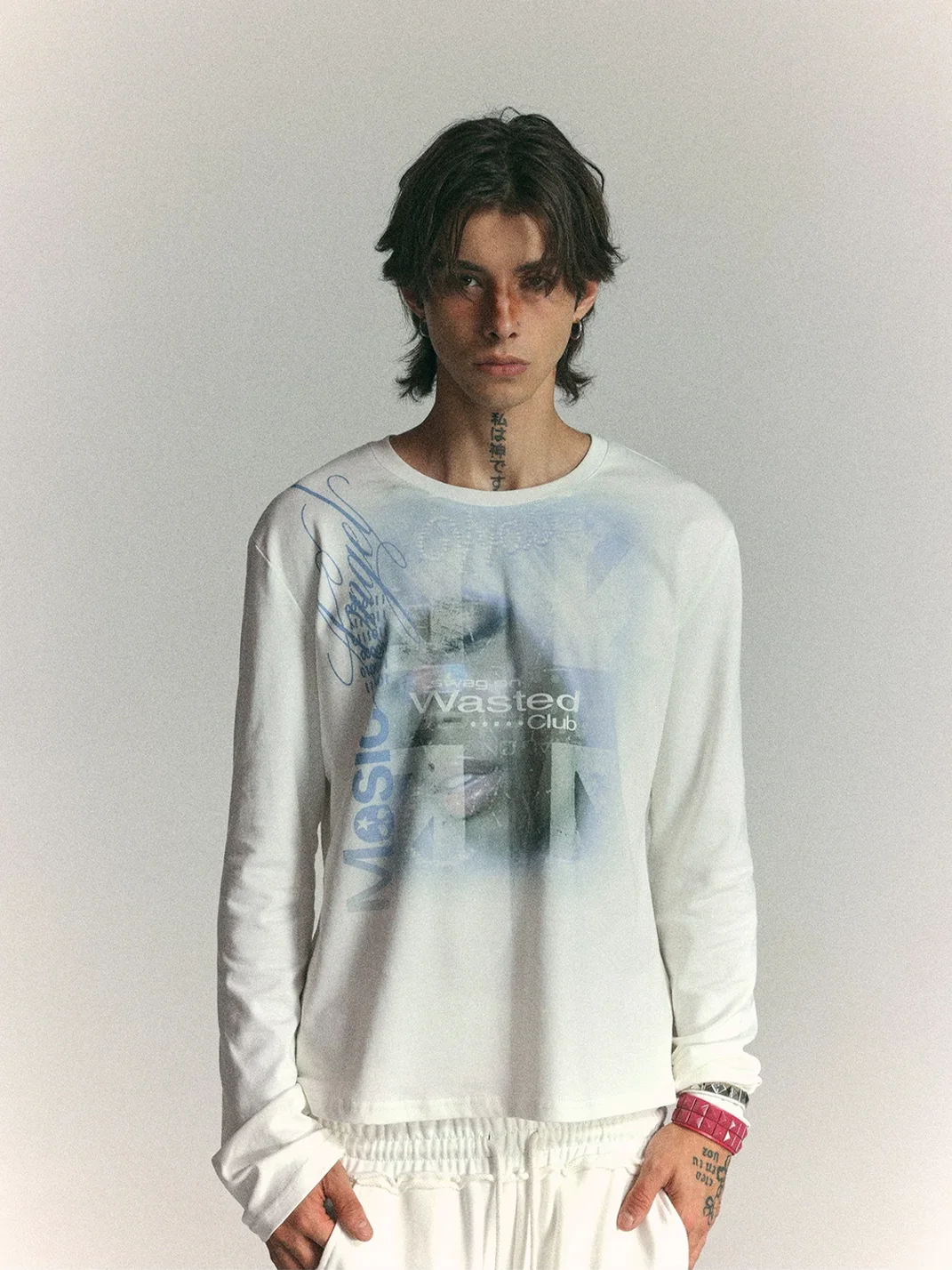 WASTED | Slim Fit Graphic Collage Long Sleeve T-Shirt
