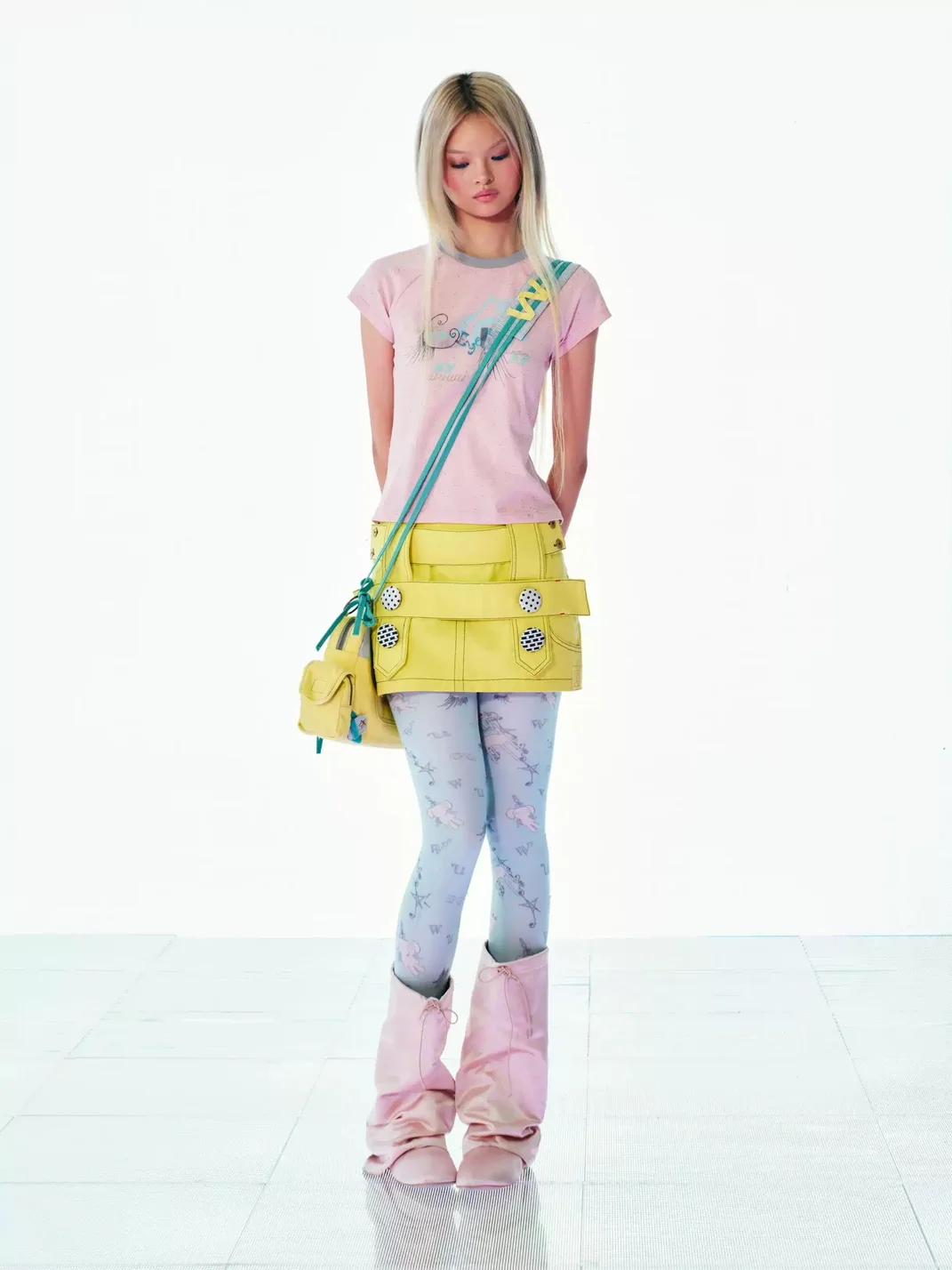 Eyeellike | Bear Charm Denim Adjustable Crossbody Bag