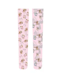 LIS CALLA | Pink Plaid Animal Bow Mid-Calf Socks