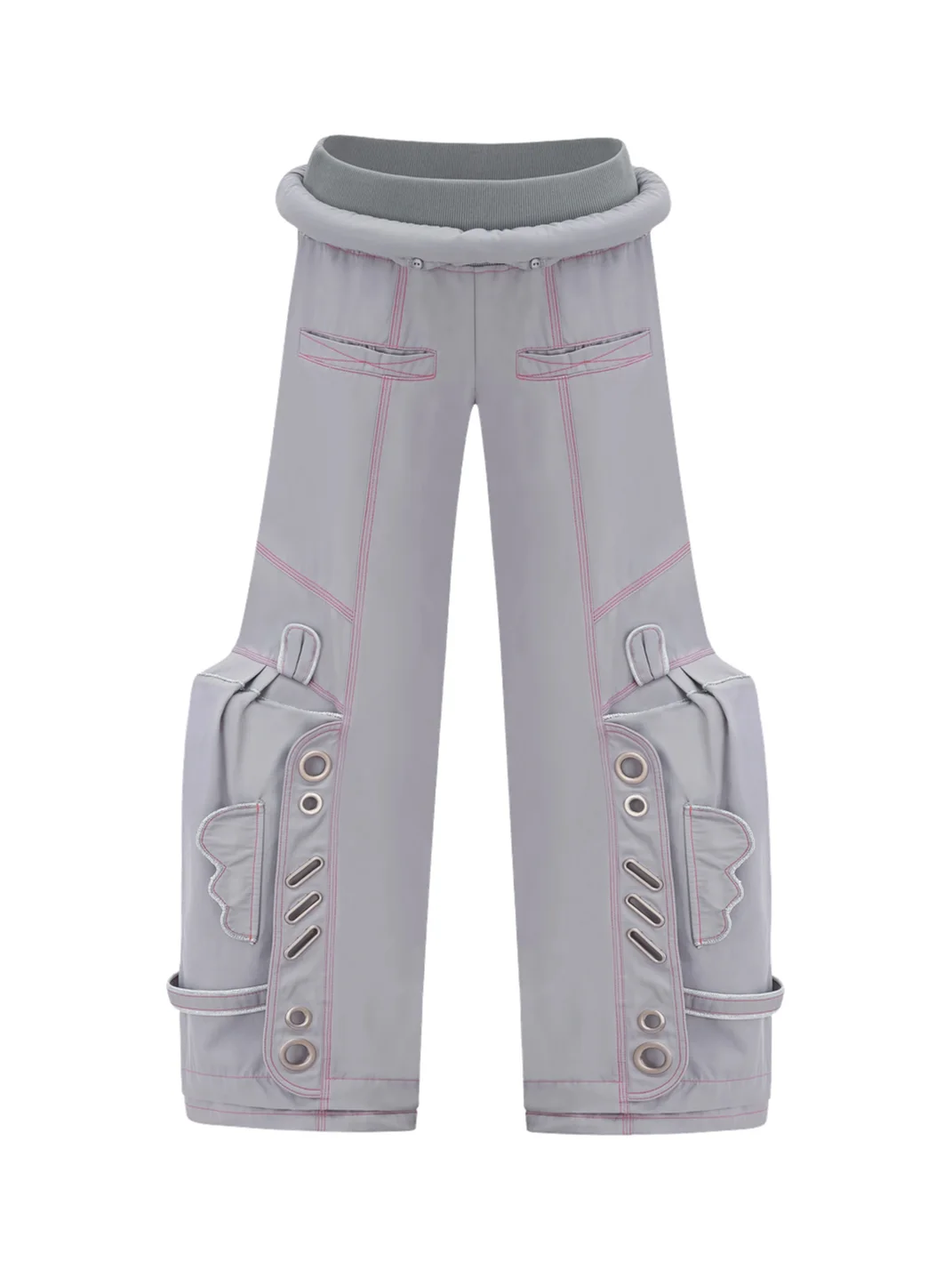 Eyeellike | Detachable Ring Eyelet Wide-Leg Cargo Pants