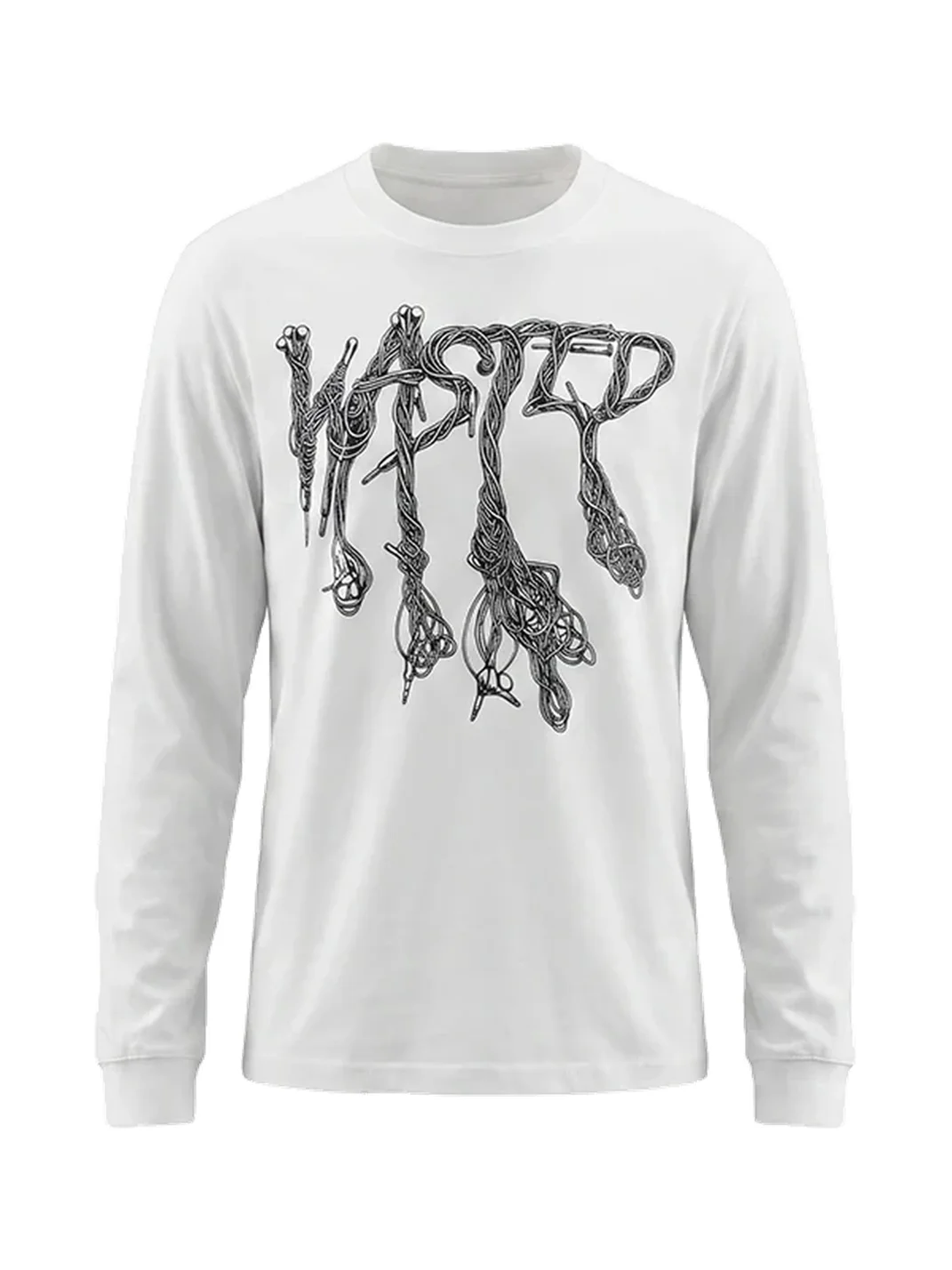 WASTED | Dropped Shoulder Cable Logo Long Sleeve T-Shirt
