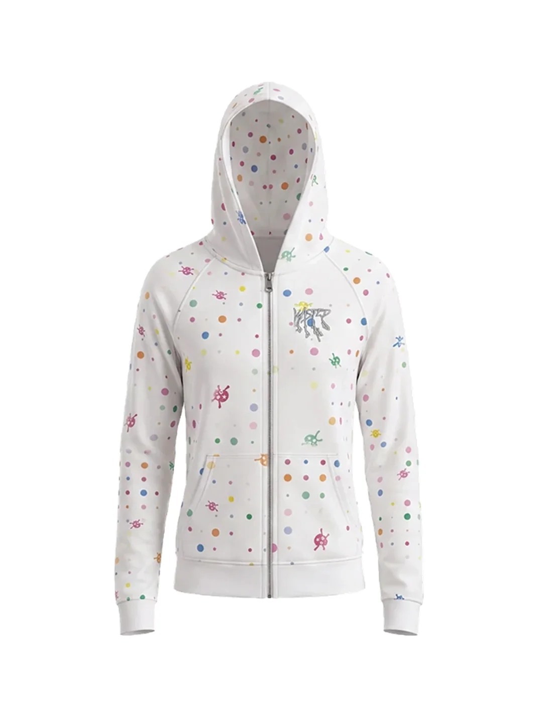 WASTED | Cropped Raglan Polka Dot Skull Zip Hoodie